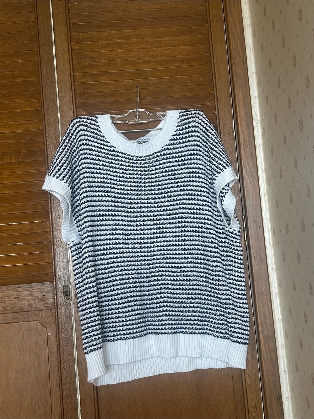 PrettyGarden Navy & White Striped Knit Top